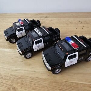 Kintoy Die-Cast Lot 3 Police Cars Trucks Black White "To Protect and to Serve"